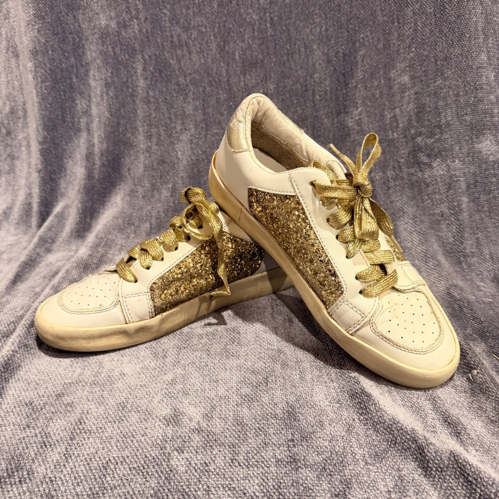 Vintage Havana Gadol White Gold Glitter Star Sneakers Womens Size 9 Low Top
